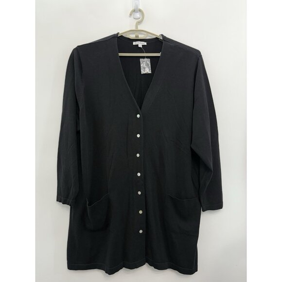 NorthStyle Cardigan Long Tunic Sweater Pockets Button Front Black Womens 3X New - Picture 1 of 8